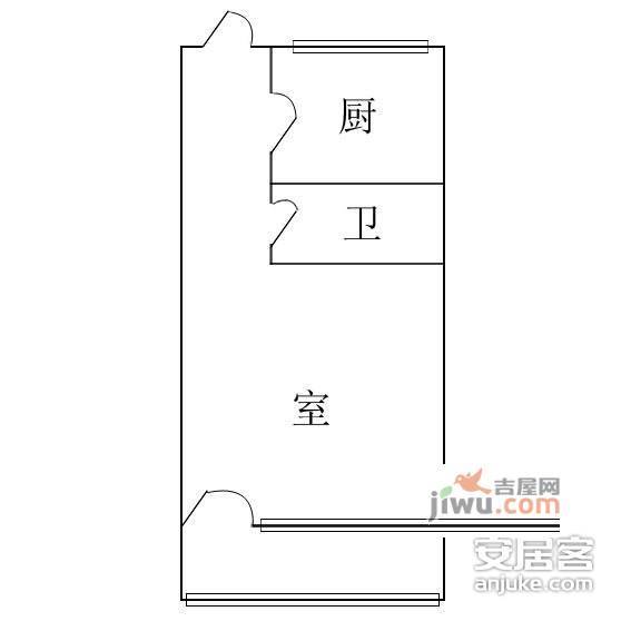 二七广场1室1厅1卫54㎡户型图