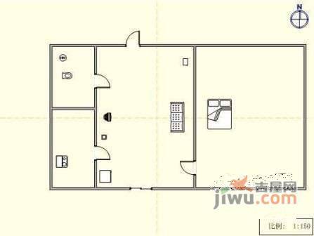 长春花园1室1厅1卫51㎡户型图