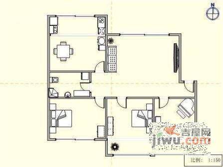 长春花园3室2厅1卫150㎡户型图