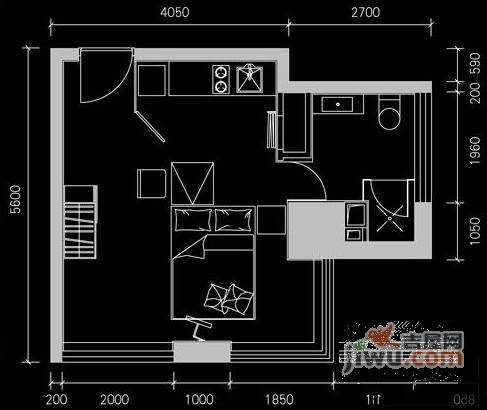 大连中央公馆1室1厅1卫60㎡户型图