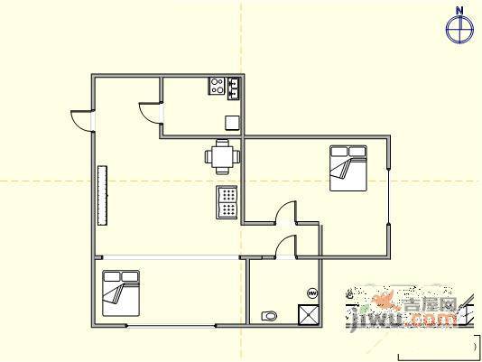 大连中央公馆2室1厅1卫74㎡户型图