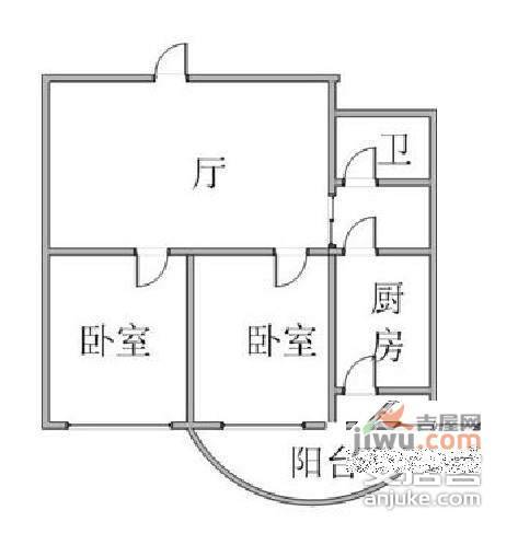 大连中央公馆2室1厅1卫74㎡户型图