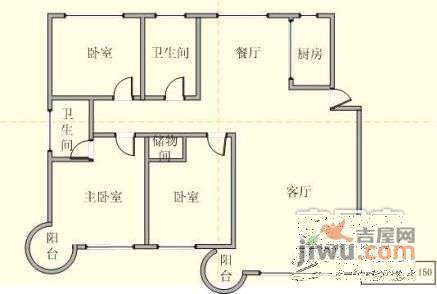 海王府现代城3室2厅2卫160㎡户型图