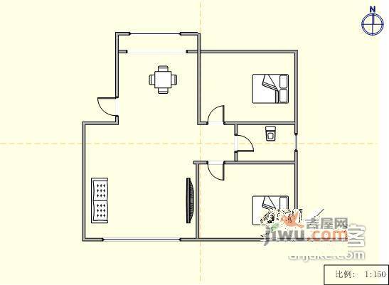 枣园新苑2室2厅1卫107㎡户型图