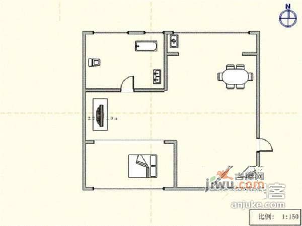 三八广场2室1厅1卫56㎡户型图