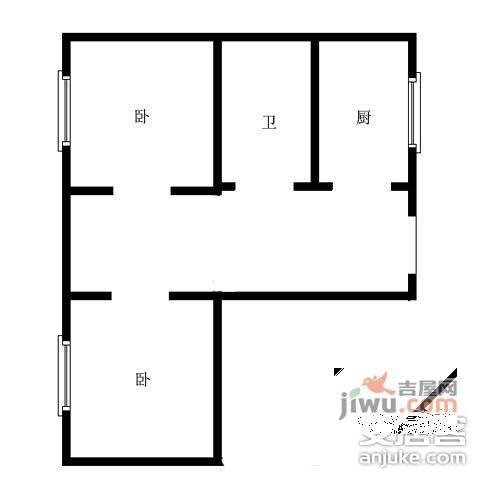 三八广场2室1厅1卫56㎡户型图