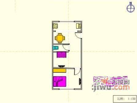 苍山路1室1厅1卫52㎡户型图