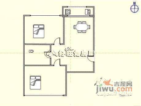 苍山路2室1厅1卫59㎡户型图