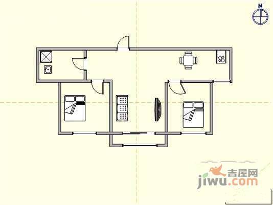 中城公园里2室2厅1卫74㎡户型图