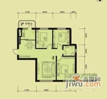 中城公园里3室2厅1卫97㎡户型图