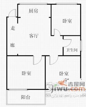 周水子机场3室1厅1卫99㎡户型图