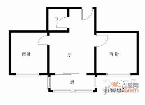 周水子机场2室1厅1卫71㎡户型图