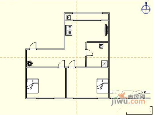 盛新园2室1厅1卫85㎡户型图