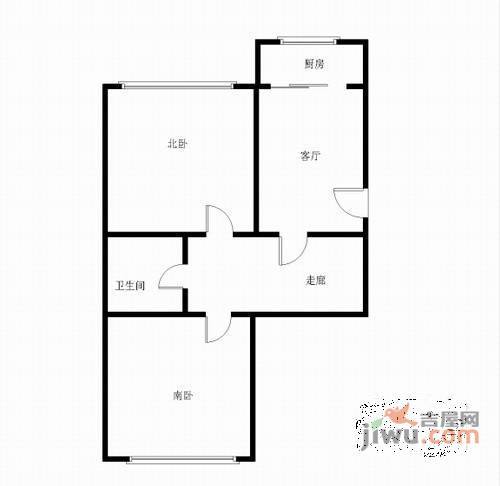 十里岗小区2室1厅1卫87㎡户型图