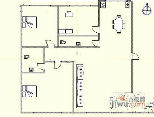 环馨山庄3室2厅1卫107㎡户型图