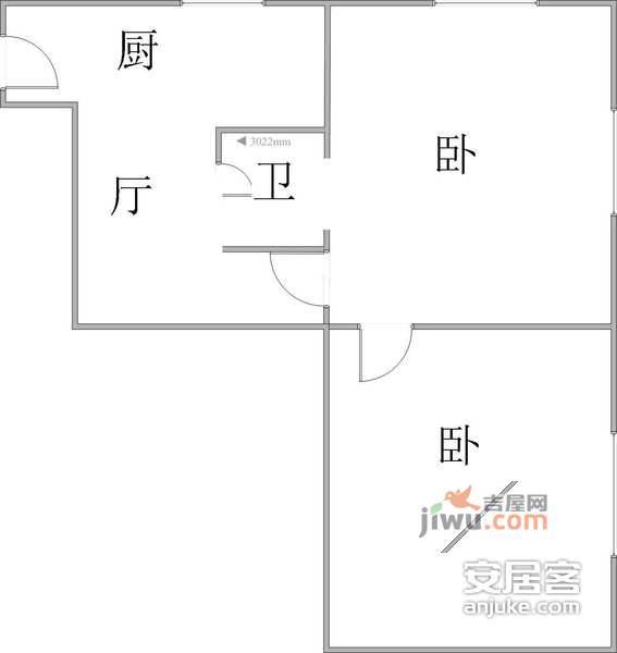 车家村散盘2室1厅1卫86㎡户型图