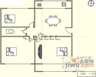 凌秀小区3室1厅1卫90㎡户型图