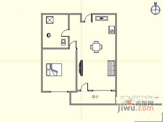 东方圣荷西1室1厅1卫63㎡户型图