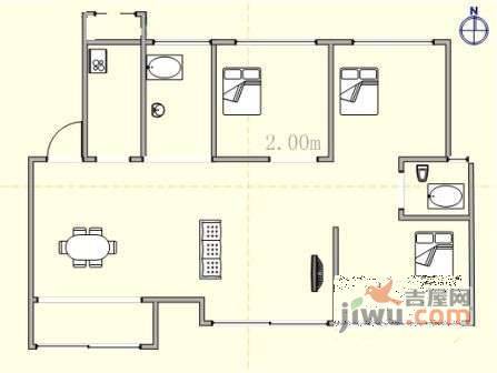 澳南明秀嘉园3室2厅1卫134㎡户型图