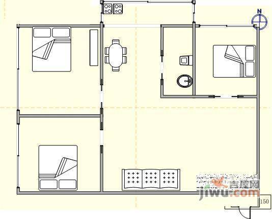 科学家公寓3室1厅1卫118㎡户型图