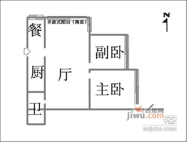 新开路2室2厅1卫94㎡户型图