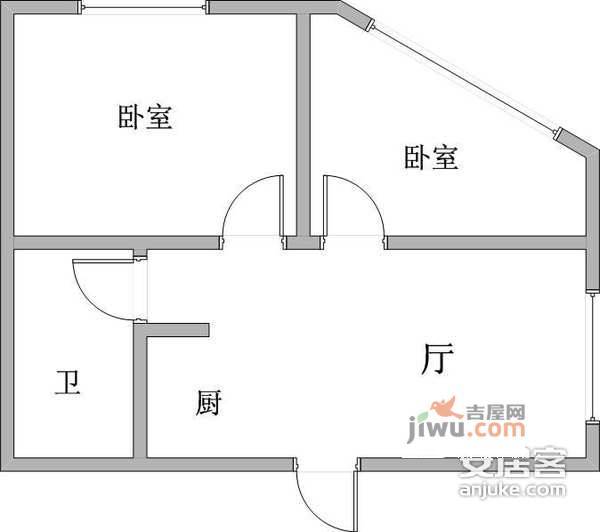 新开路2室1厅1卫89㎡户型图