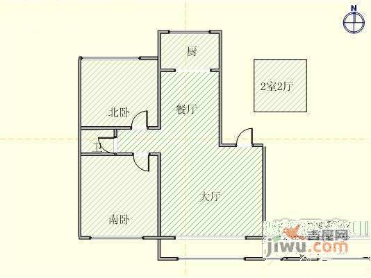 亿海盛都2室2厅1卫94㎡户型图