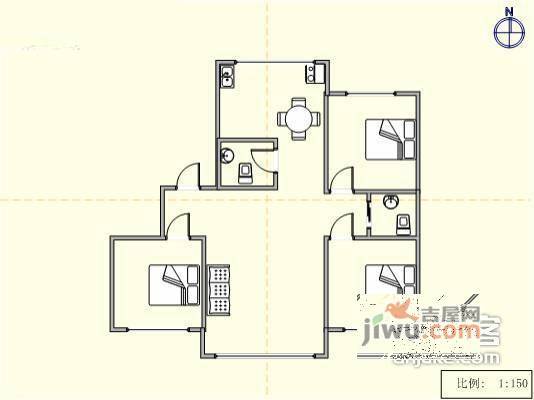 杏花碧浪园小区3室2厅2卫156㎡户型图