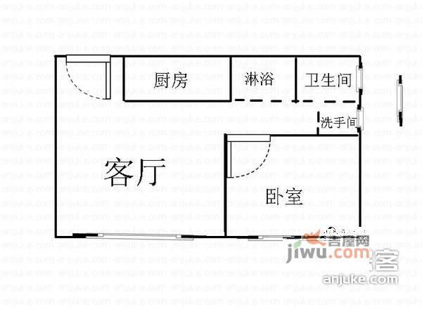 城市公元1室1厅1卫60㎡户型图