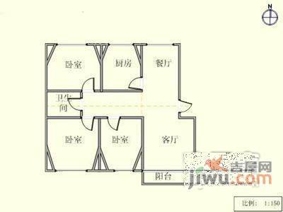 健龙苑3室2厅1卫127㎡户型图