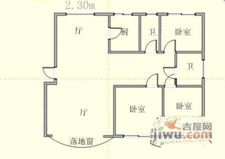 健龙苑3室2厅2卫128㎡户型图