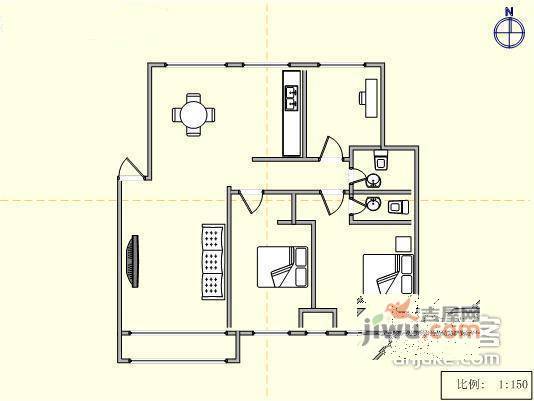 硅谷假日3室2厅1卫132㎡户型图