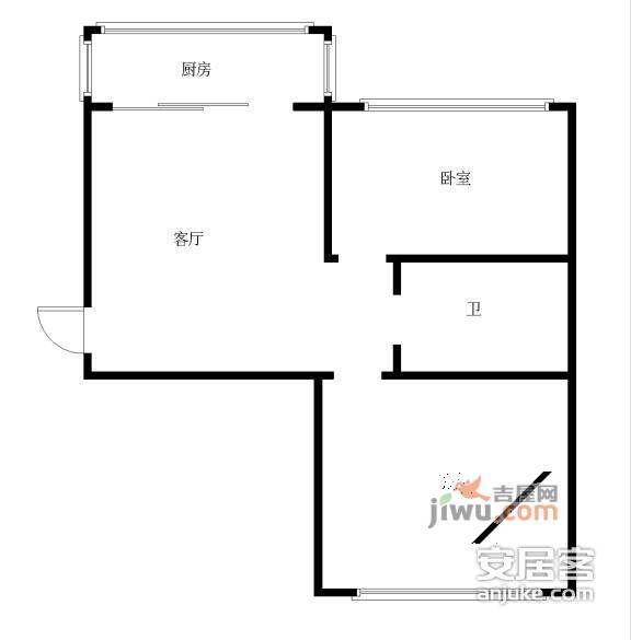 昌平小区2室1厅1卫75㎡户型图