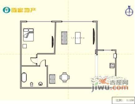 中山九号1室1厅1卫93㎡户型图