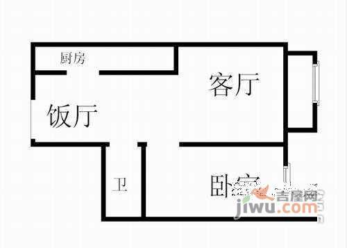 中山九号1室2厅1卫户型图