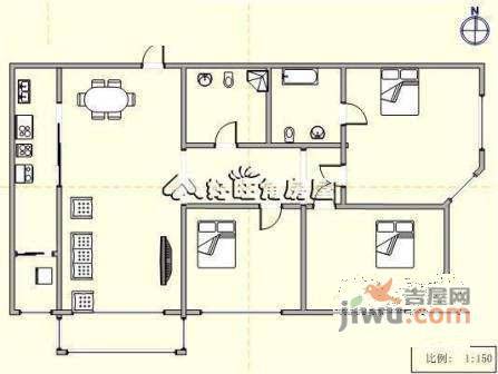 中山九号3室2厅2卫156㎡户型图