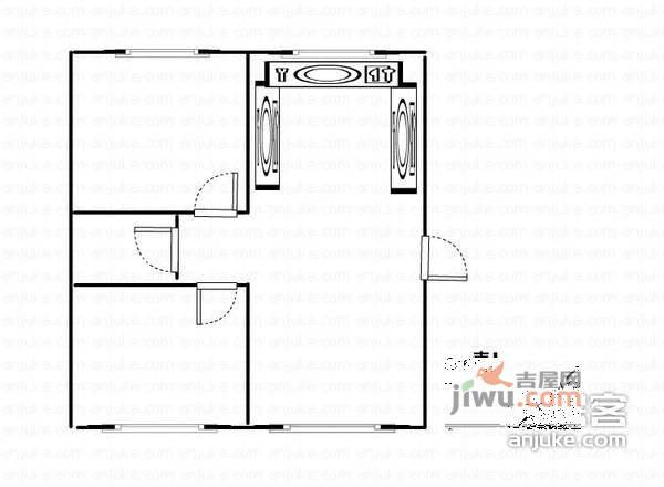 岗盛里2室2厅1卫100㎡户型图