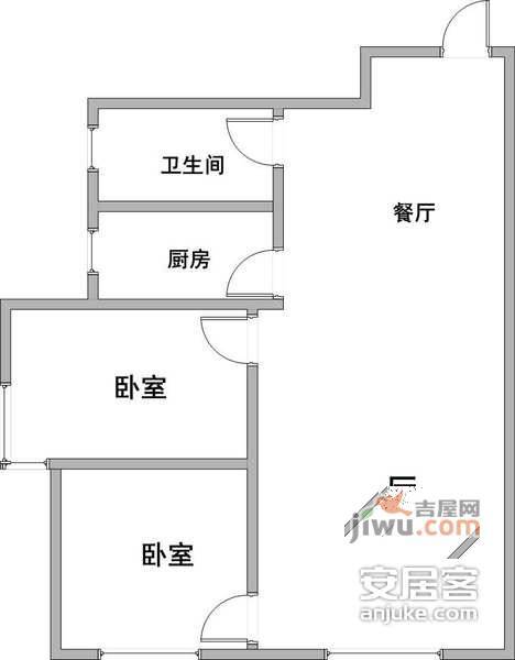 沈铁龙畔锦城2室1厅1卫67㎡户型图