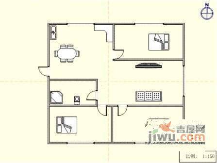 高城北花园3室2厅1卫户型图