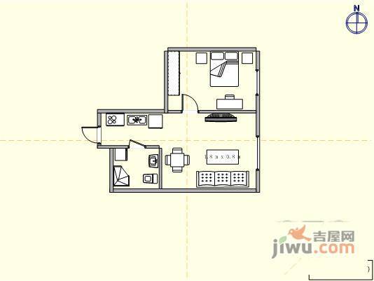 康派1室1厅1卫户型图