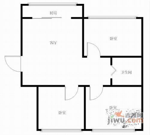 锦云南园3室1厅1卫93㎡户型图