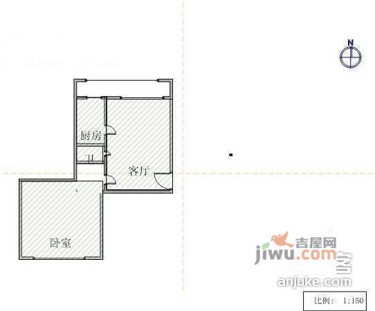 锦云南园1室1厅1卫64㎡户型图