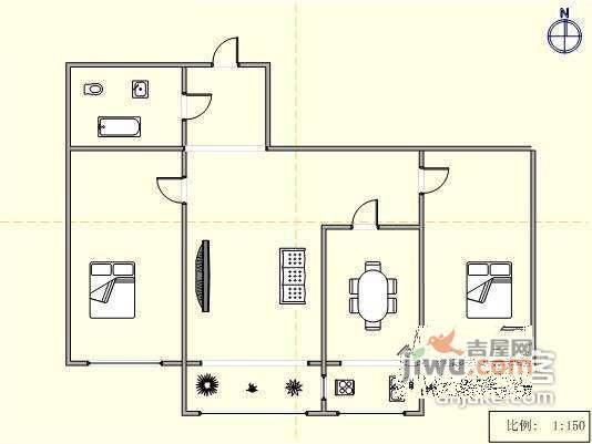 锦云南园2室1厅1卫78㎡户型图