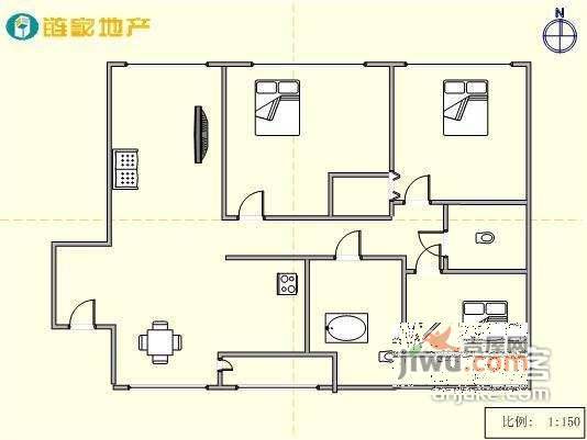 新希望花园3室2厅1卫173㎡户型图