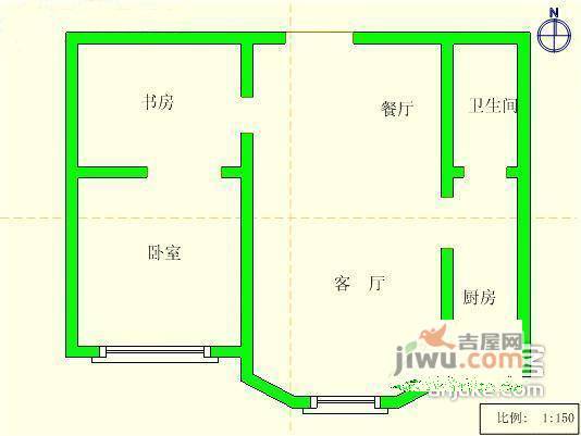 新希望花园1室2厅1卫77㎡户型图