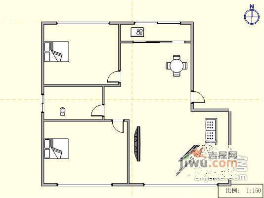 丽都园2室2厅1卫126㎡户型图