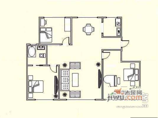 丽都园3室2厅1卫153㎡户型图