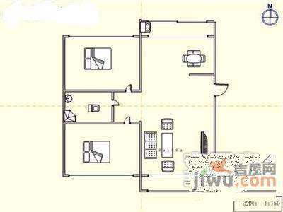 缤纷四季2室1厅1卫93㎡户型图