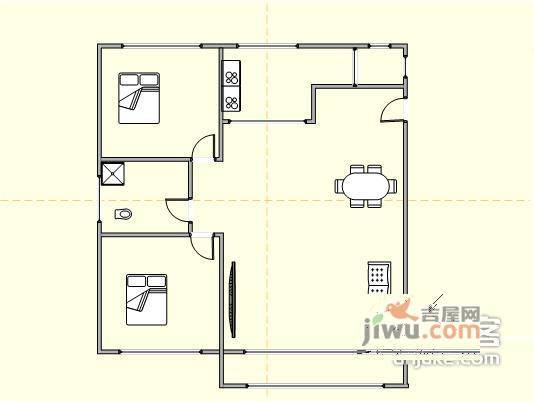 缤纷四季2室2厅1卫94㎡户型图