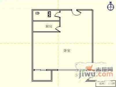 前城国际花园1室1厅1卫户型图